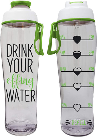 50 Strong BPA Free Reusable Water Bottle with Time Marker - Motivational Fitness Bottles - Hours Marked - Drink More Water Daily - Tracker Helps You Drink Water All Day